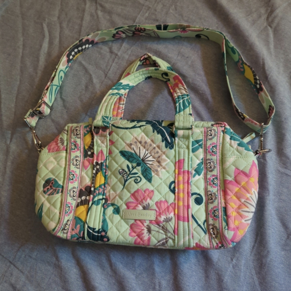 Vera Bradley Mint Flowers Crossbody Purse